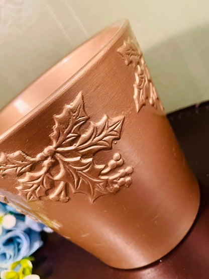 Bronze Holly Leaf Planter Pot – 6 Inch Decorative Plant Holder