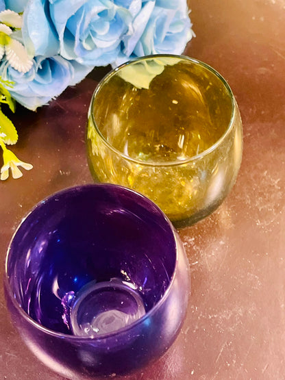 Vintage Purple Crystal Candle Holder / Votive Holder – 8cm
