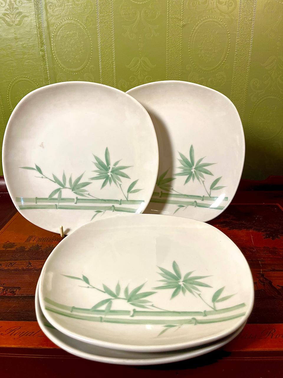 The Home Store Bamboo Square Medium Plates 8 Inch | Set of 4