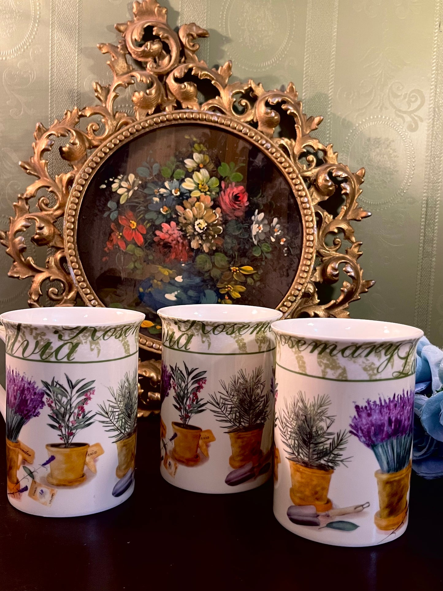 Set of 3 Herb Garden Ceramic Mugs