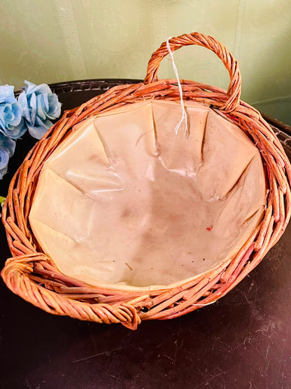 Round Wicker Basket with Waterproof Liner – Decorative Storage Basket
