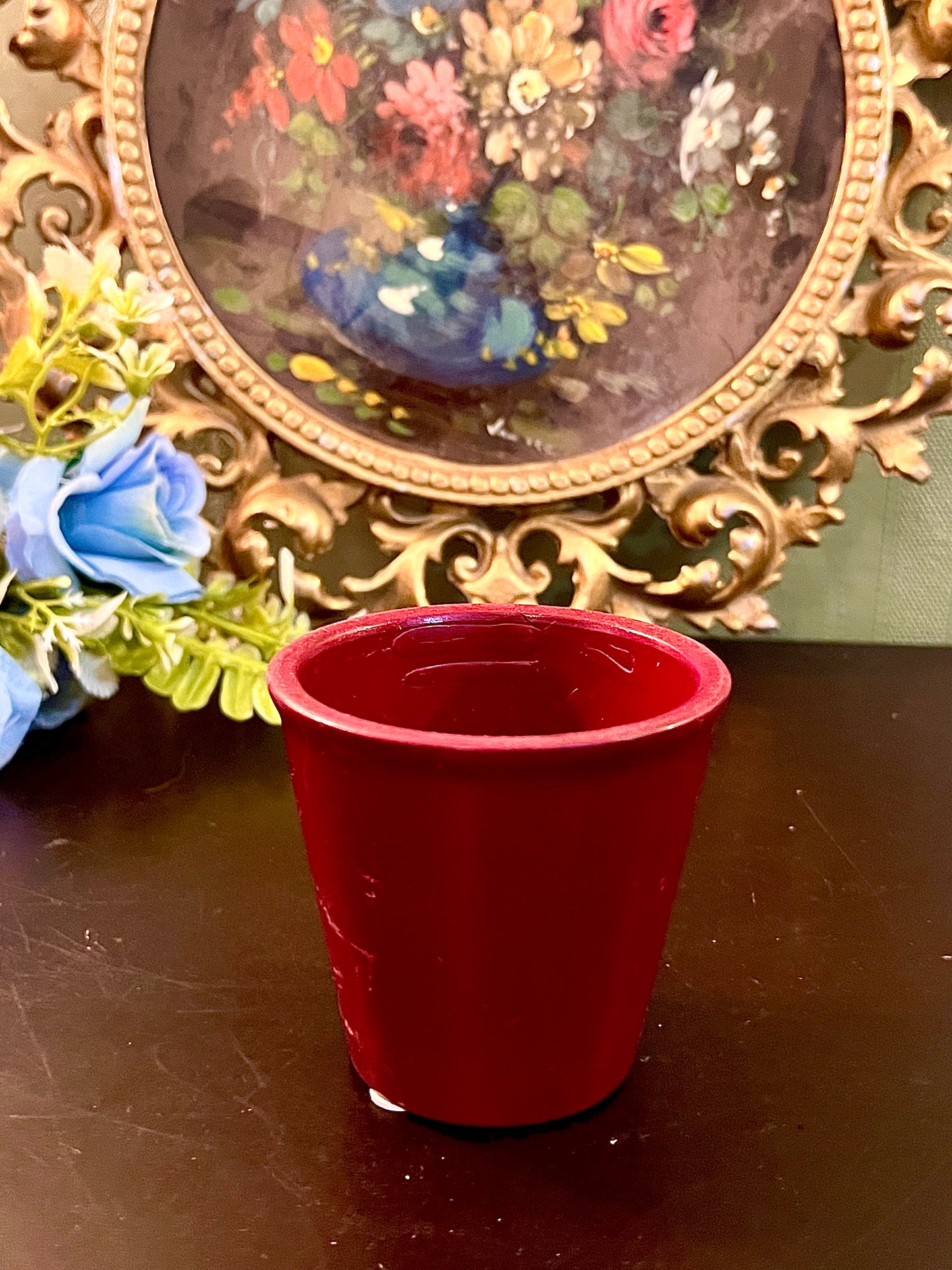 Red Ceramic Mini Plant Pot Small Glossy Decorative Planter 3 Inch
