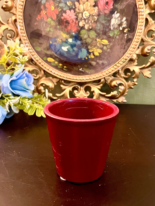 Red Ceramic Mini Plant Pot Small Glossy Decorative Planter 3 Inch