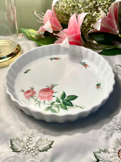 Pink Rose Floral Scalloped Pie Dish  25 cm – 1 Piece