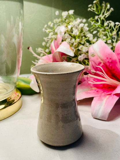Vintage Beige Ceramic Vase Speckled Glaze 9 cm