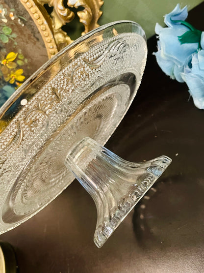 Vintage Crystal Glass Pedestal Cake Stand