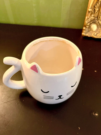 White Cat Face Ceramic Mug 4 Inch