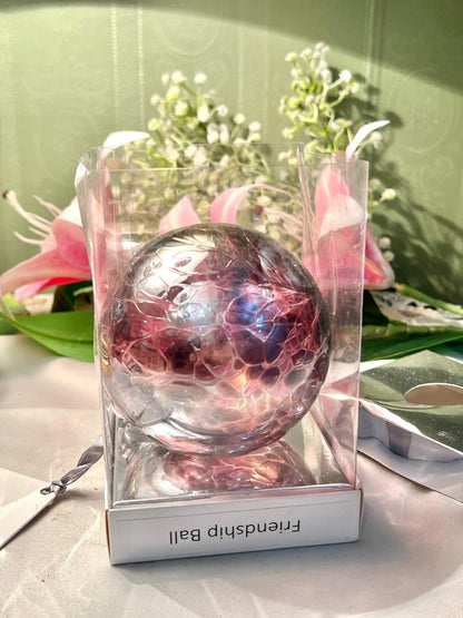 Vintage Pink Friendship Ball Crystal Ornament Approx. 8 cm