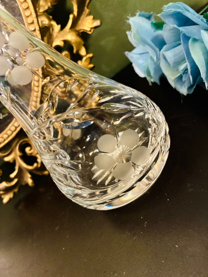 Vintage Etched Crystal Floral Bulb Vase