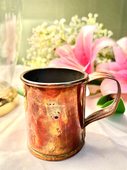 Vintage Copper-Tone Metal Mug with Curved Handle 10 cm