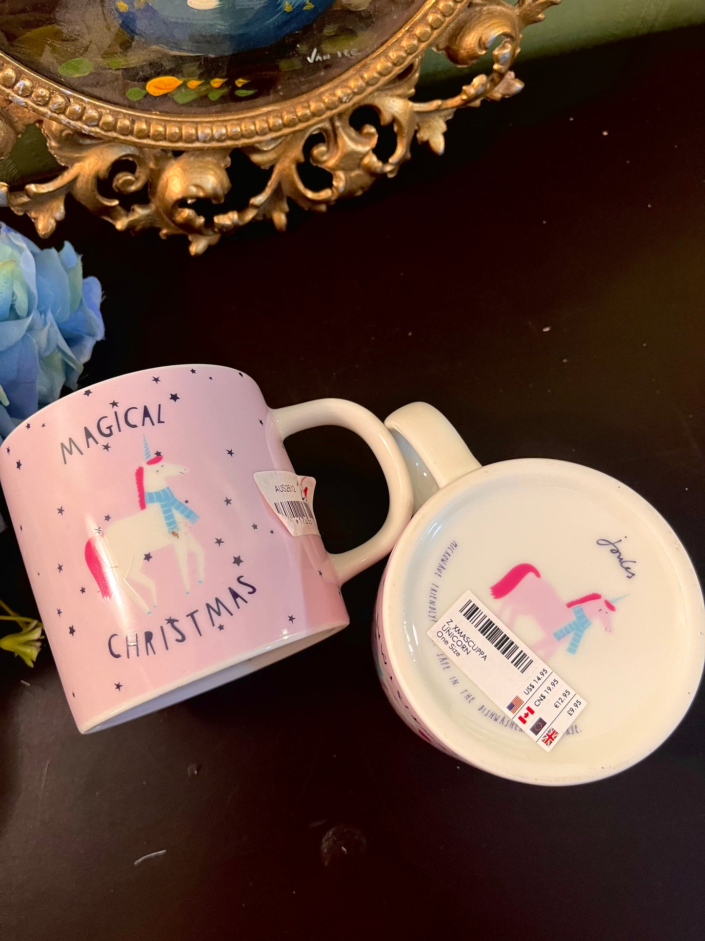 Set of 2 Pink Magical Christmas Unicorn Mugs