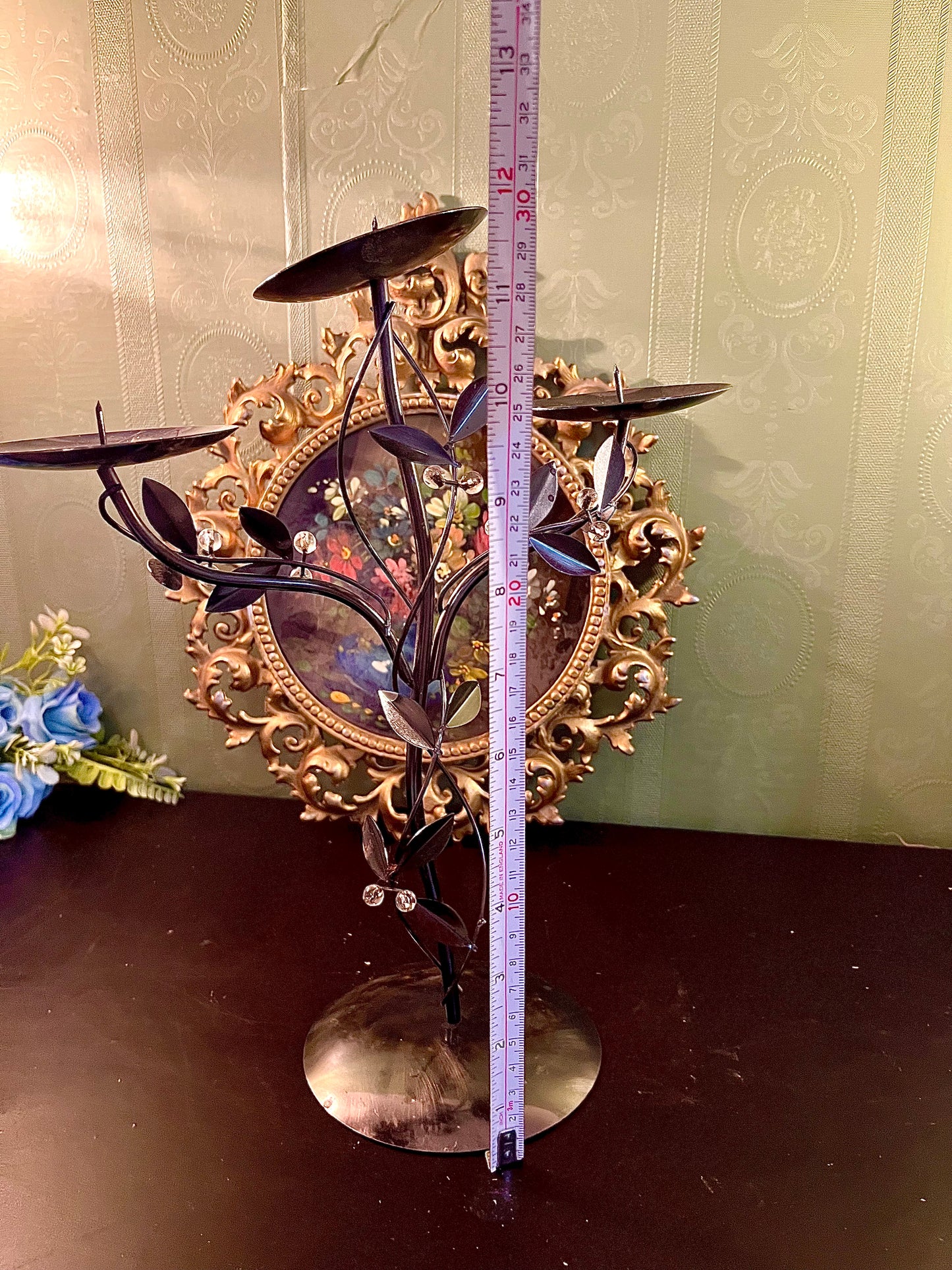Three Tier Metal Leaf Candle Holder Stand