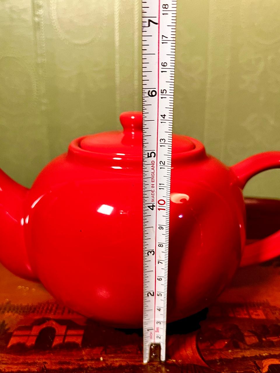 Modern Glossy Red Ceramic Teapot with Lid | 6 Inch Tea Pot