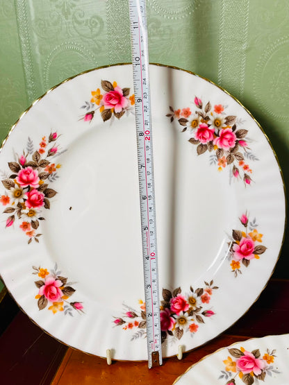 Richmond Bone China Pink Rose Dinner Plates 10" – Set of 4