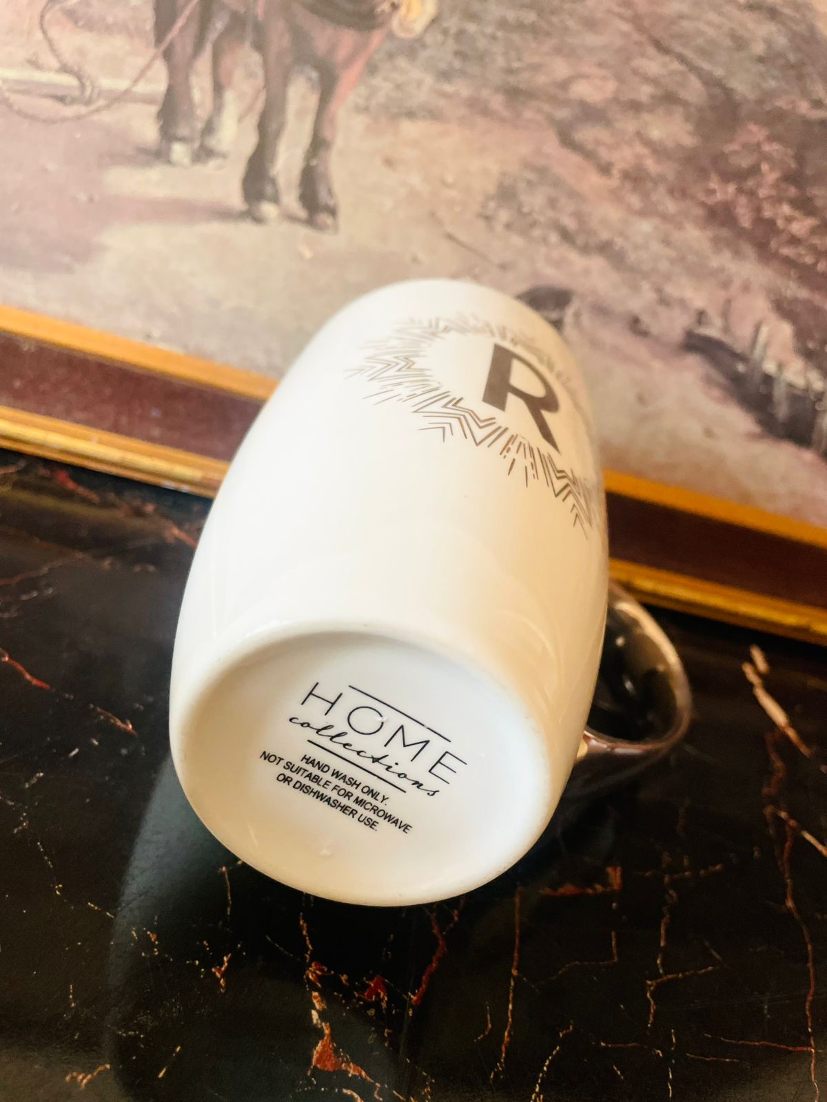 ( Home Collection – Diamond Deco “R” Silver Letter Mug)