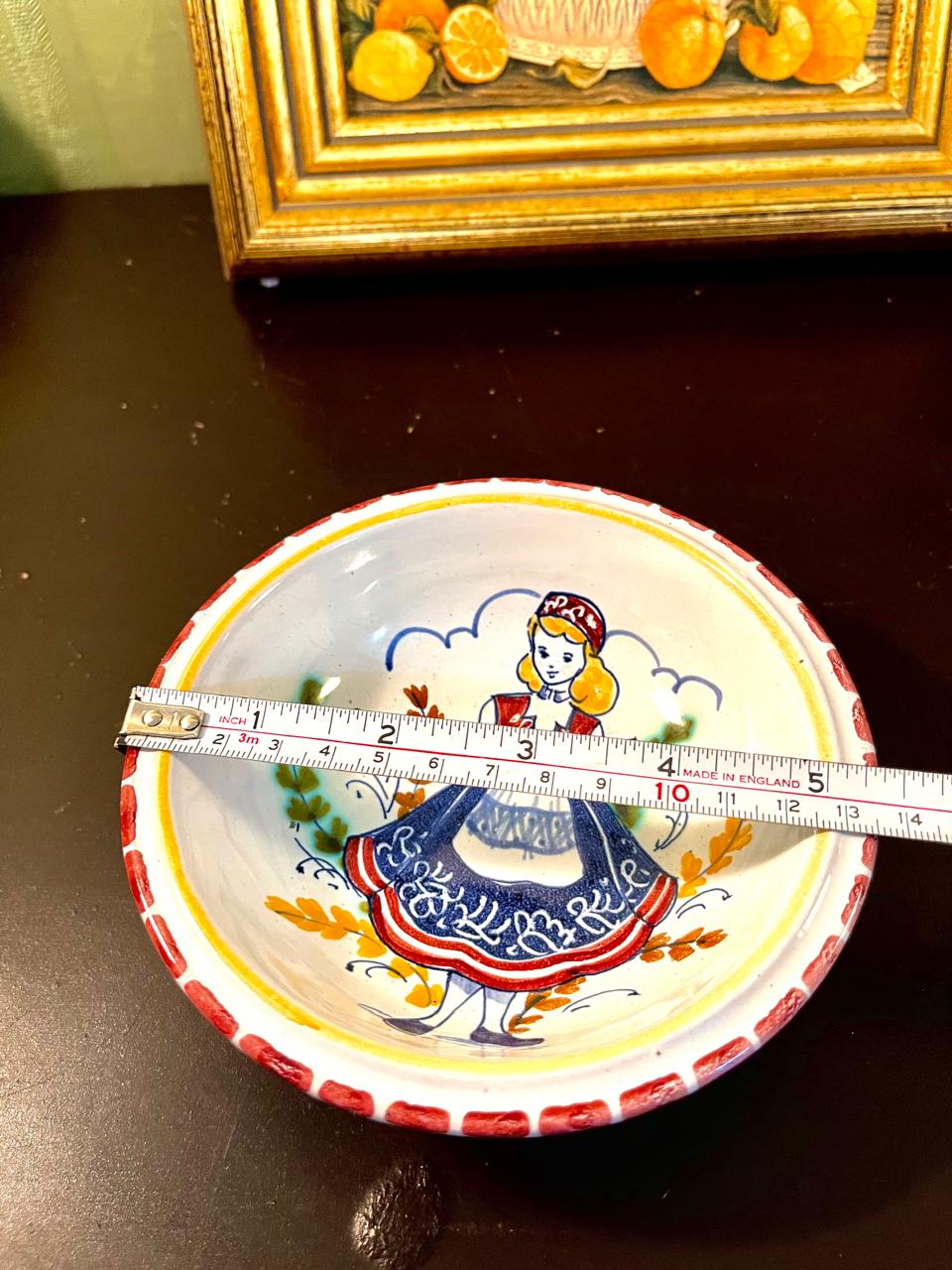 5 Inch Hand-Painted Dutch Folk Art Ceramic Bowl – Vintage Pottery