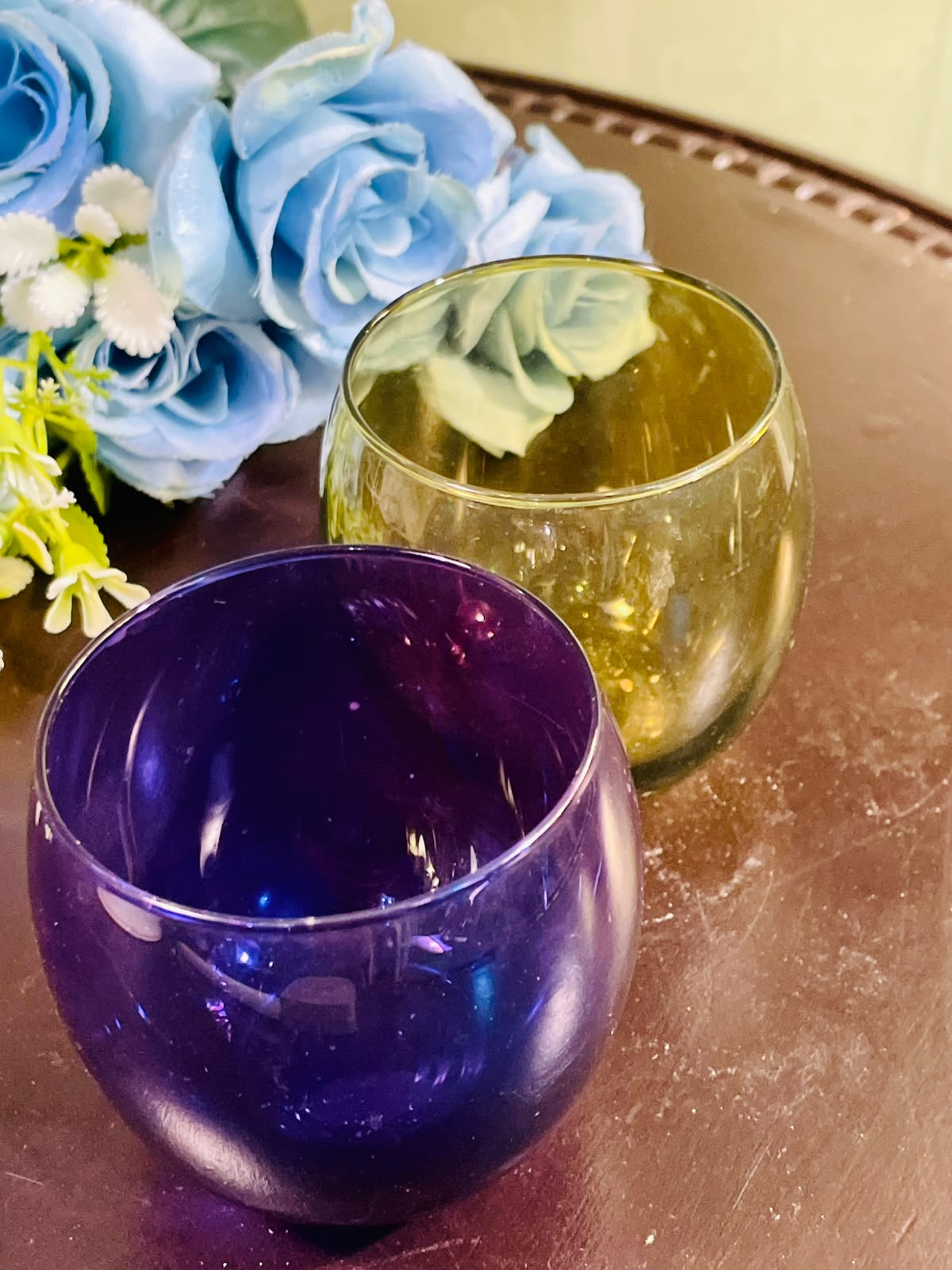 Vintage Purple Crystal Candle Holder / Votive Holder – 8cm