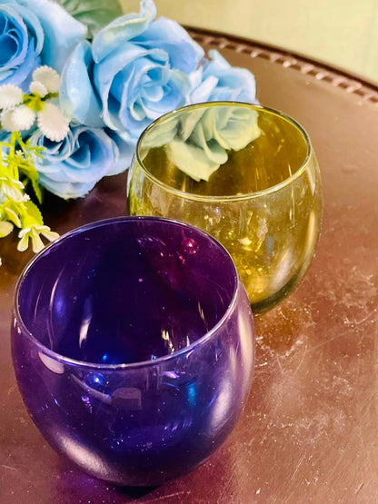 Vintage Purple Crystal Candle Holder / Votive Holder – 8cm