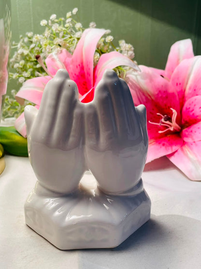 White Ceramic Praying Hands Ornament Approx. 12 cm