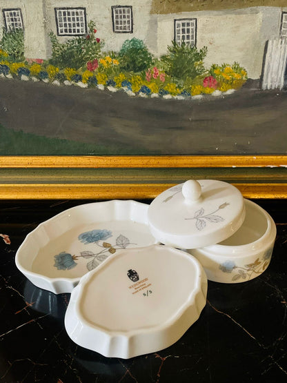 Vintage Wedgwood Blue Rose Vanity Set – 3 Pieces (England)