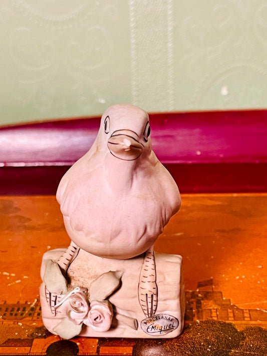 Vintage Bird Figurine Floral Base 3 Inch Home Decor