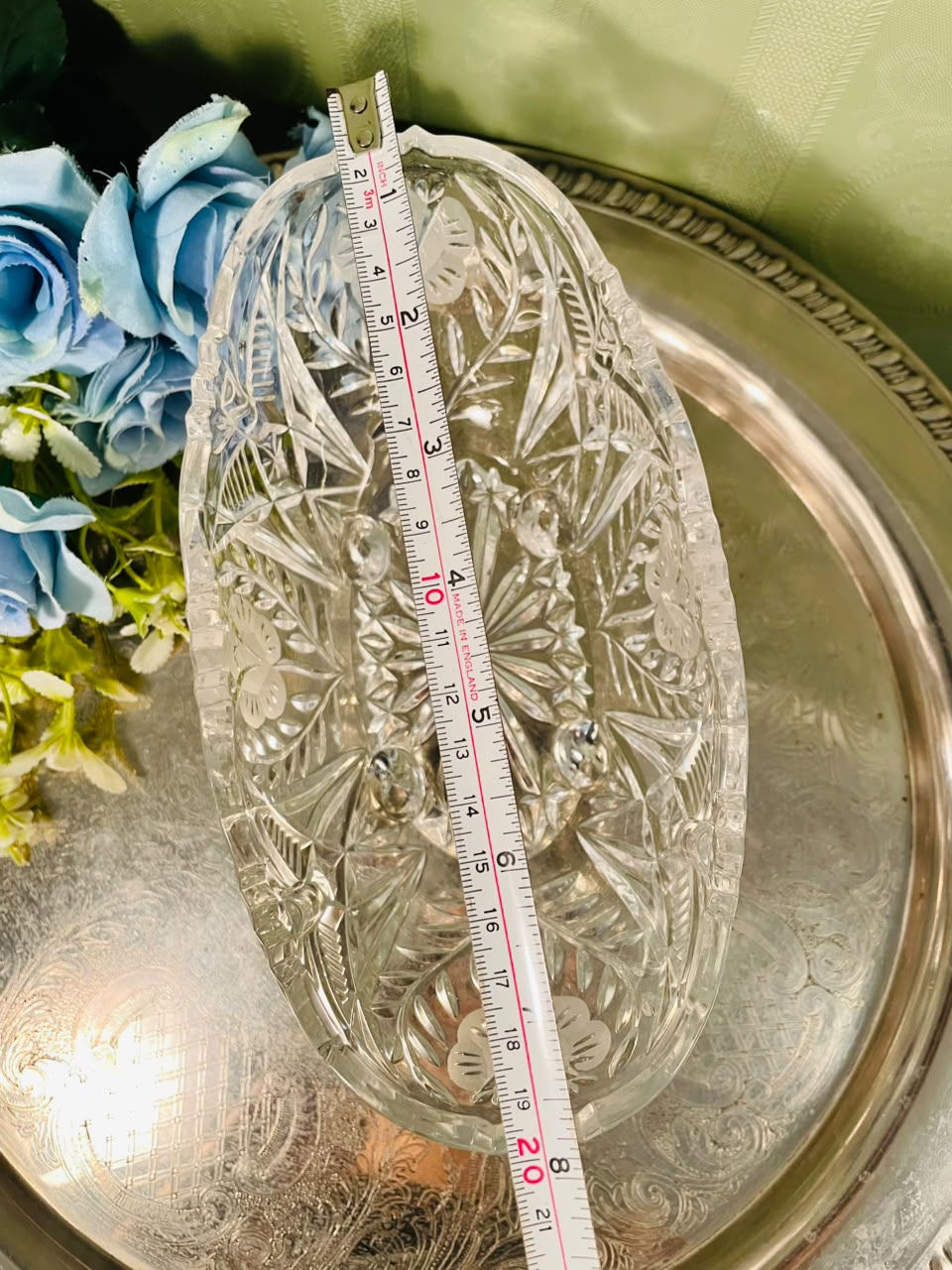 Vintage Crystal Butterfly Serving Bowl – 8 Inch