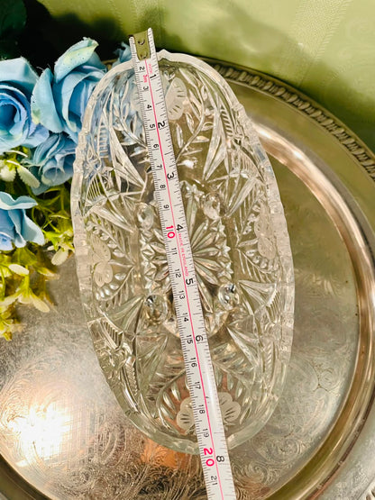 Vintage Crystal Butterfly Serving Bowl – 8 Inch