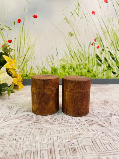 Vintage Wooden Salt & Pepper Shaker Set