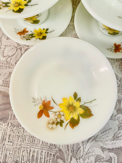 Vintage Pyrex England Yellow Floral Tea Set – Cups, Saucers & Plates