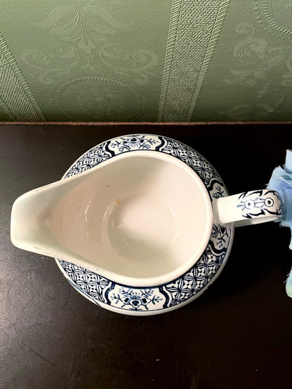 Blue White Ceramic Creamer Jug with Bird Design 3 Inch