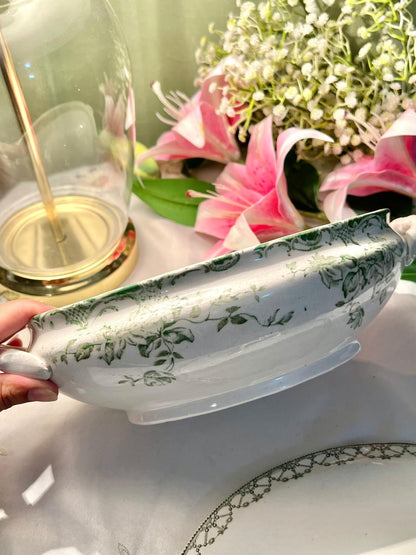 Green Floral Lidded Serving Tureen 2-Piece 26cm
