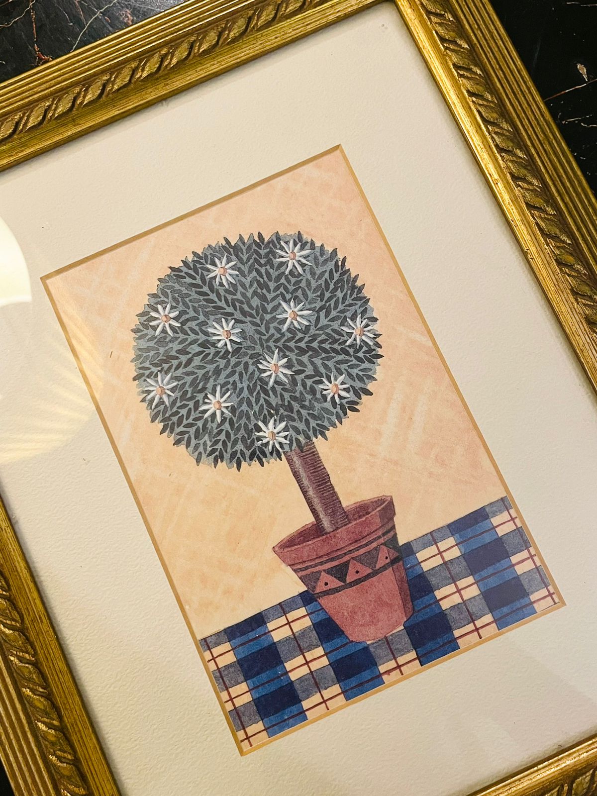 Framed Potted Topiary Floral Wall Art 10.5 inch