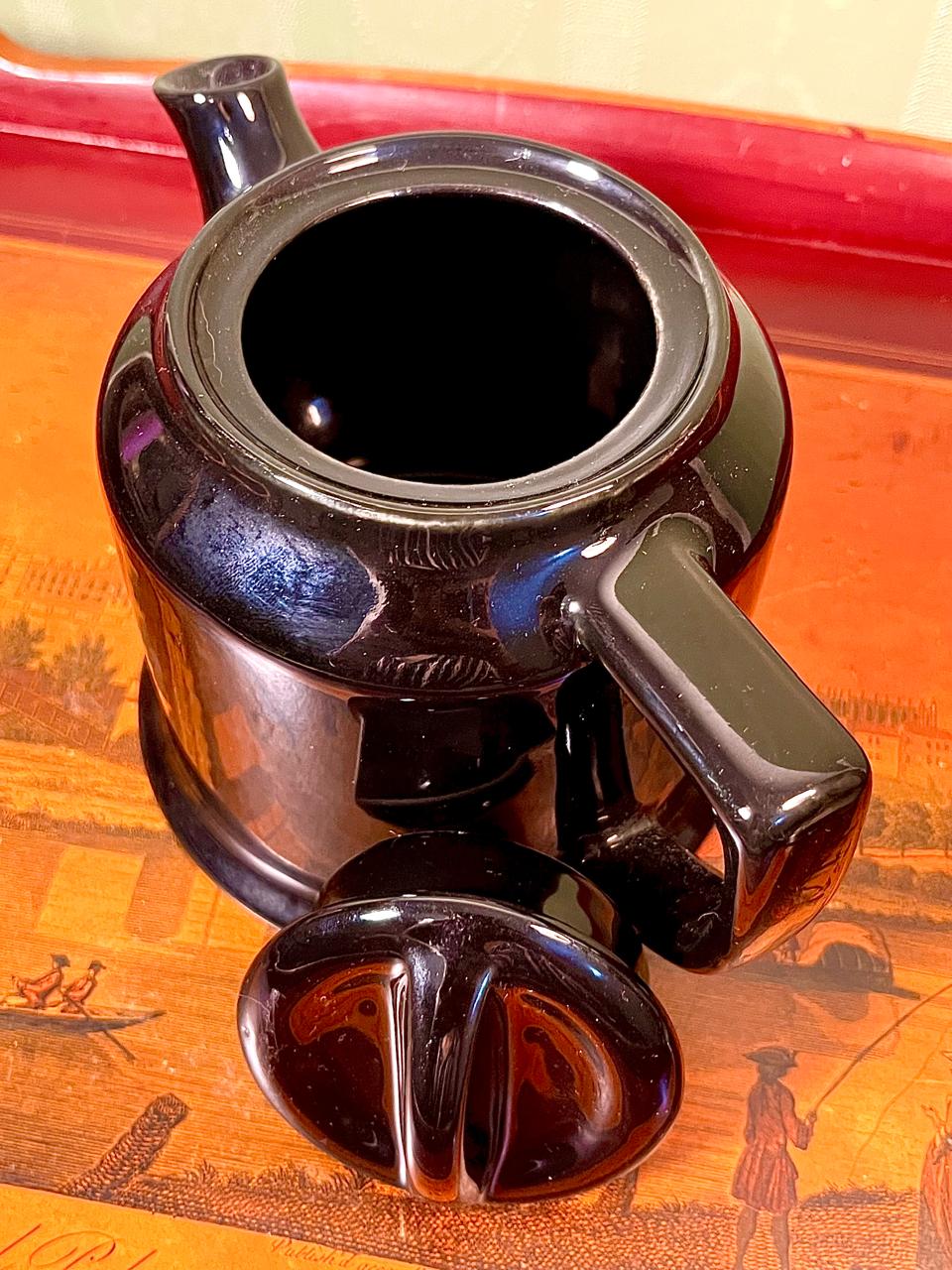 Beltman Langer USA Black Stoneware Teapot | Vintage Coffee Pot