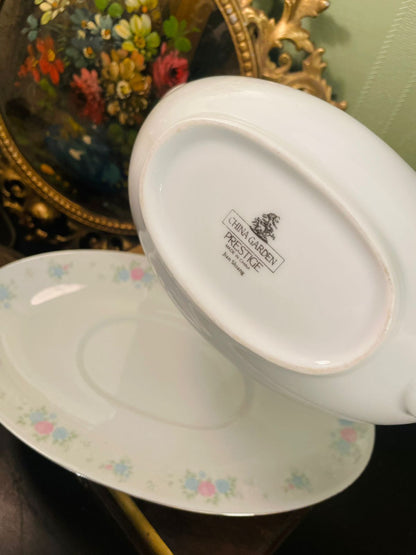China Garden Prestige Floral Gravy Boat & Underplate Set