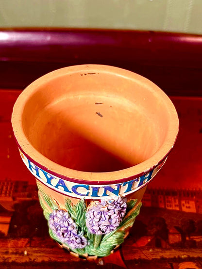 Hyacinth Embossed Ceramic Planter Pot 5 Inch | Floral Plant Pot