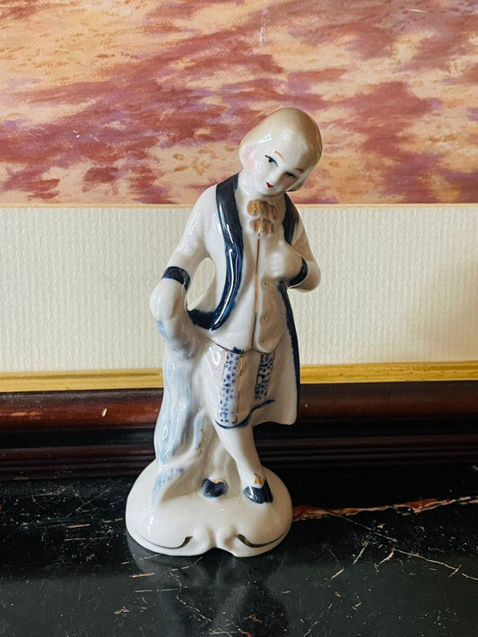 victorian gentleman figurine, bisque porcelain collectible, english porcelain statue, vintage home decor, antique male figurine, european collectible decor, matte porcelain england, rare thrift finds, classic victorian style, sunset kitchen vintage collection