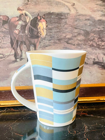 H&H “History & Heraldry” New Bone China Mug – Geometric Stripe Design