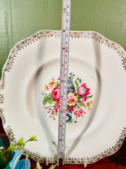 Royal Floral Handled Fine bone china Platter – 9 Inch