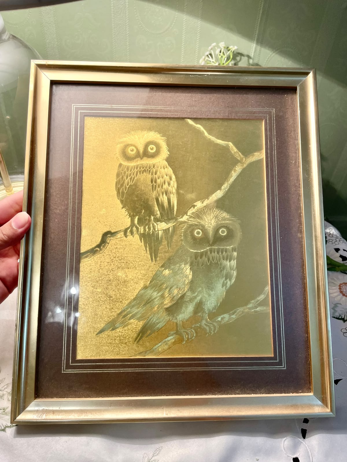 Vintage Owl Trio Frame Approx. 13 Inch