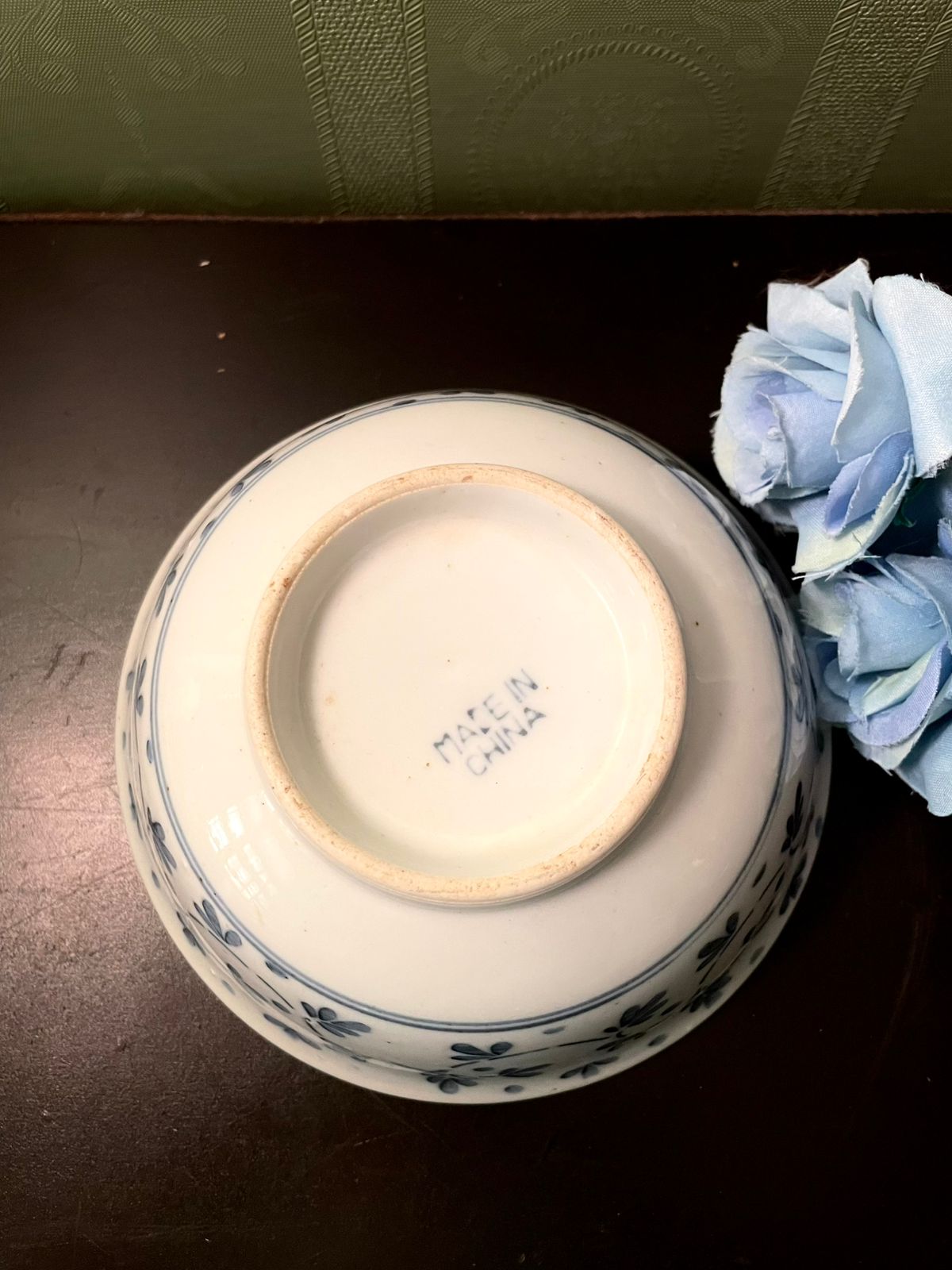 Blue & White Floral Ceramic Serving Bowl 6 Inch