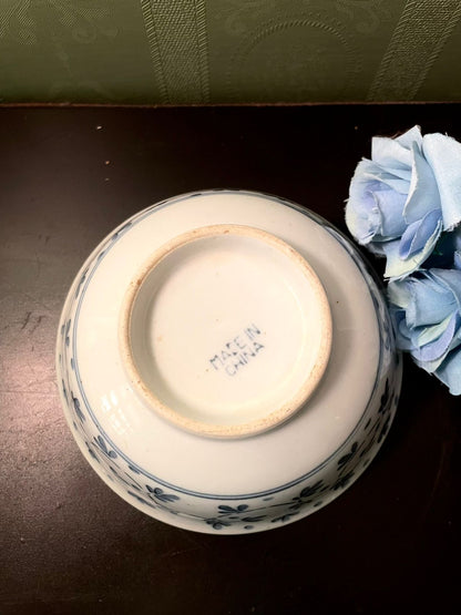 Blue & White Floral Ceramic Serving Bowl 6 Inch