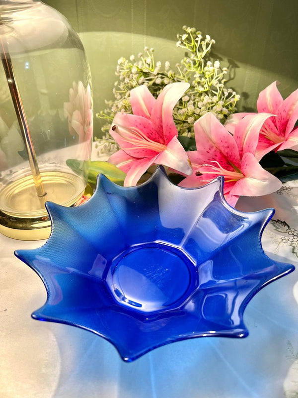 Cobalt Blue Crystal Starburst Serving Bowl – 10 Inch