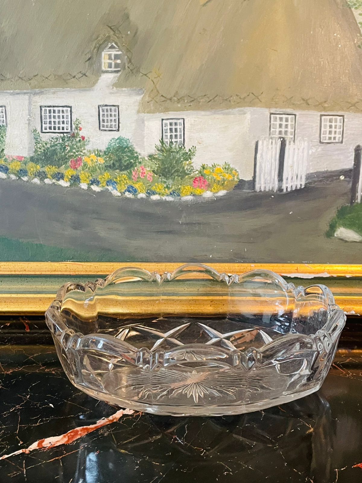 vintageglassbowl, pressedglassdish, ovalcenterpiece, scallopedrim, sunsetvintage, cottagecoredecor, elegantvintage, victorianstyledecor, timelessdecor, englishvintage, tabletopdecor, glasscollection, vintagehomedecor, highendthriftfinds