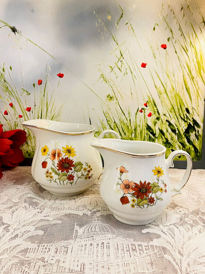 Vintage Staffordshire Floral Ceramic Jug