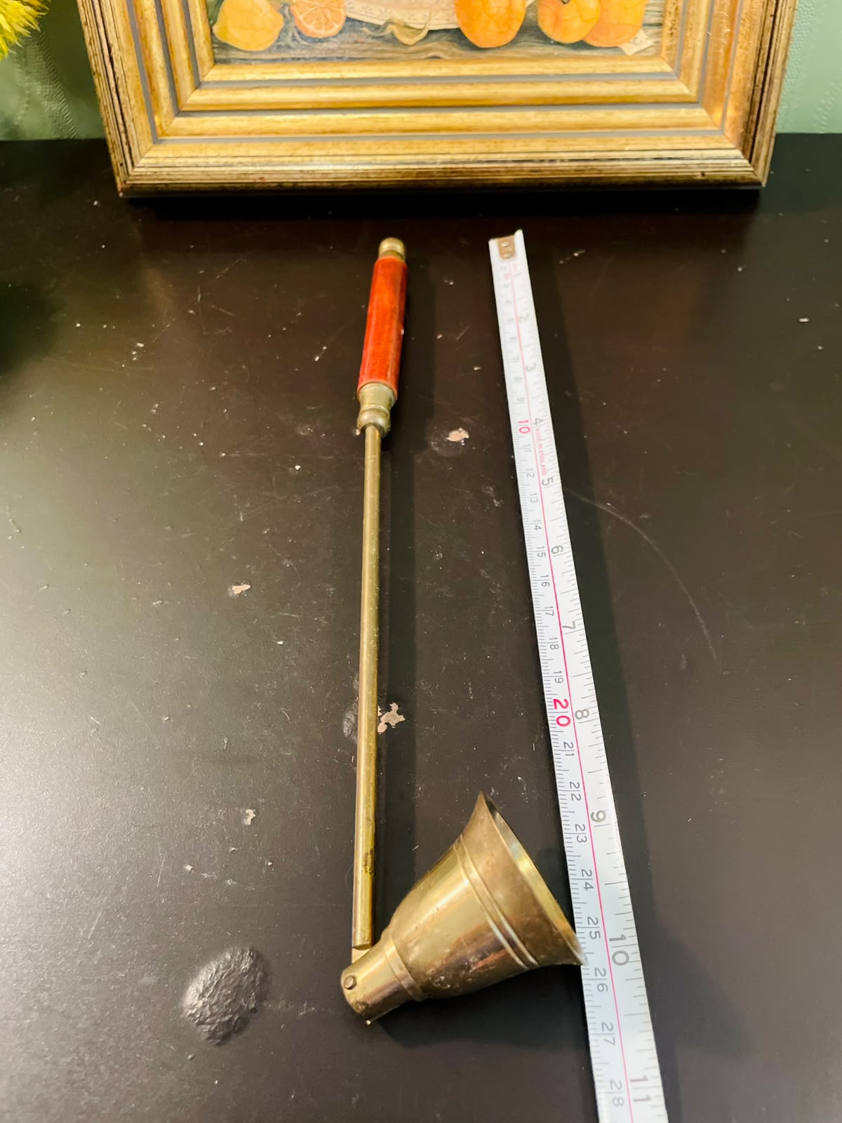 Vintage Brass Candle Snuffer 10 Inch Wooden Handle Candle Extinguisher