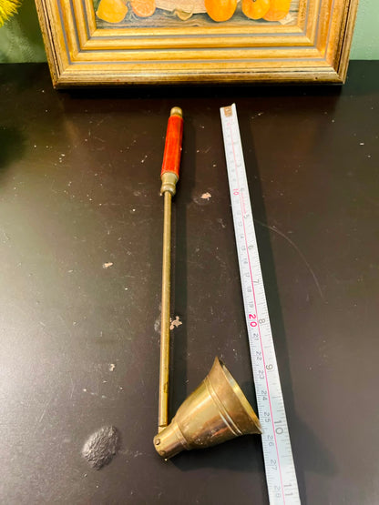 Vintage Brass Candle Snuffer 10 Inch Wooden Handle Candle Extinguisher