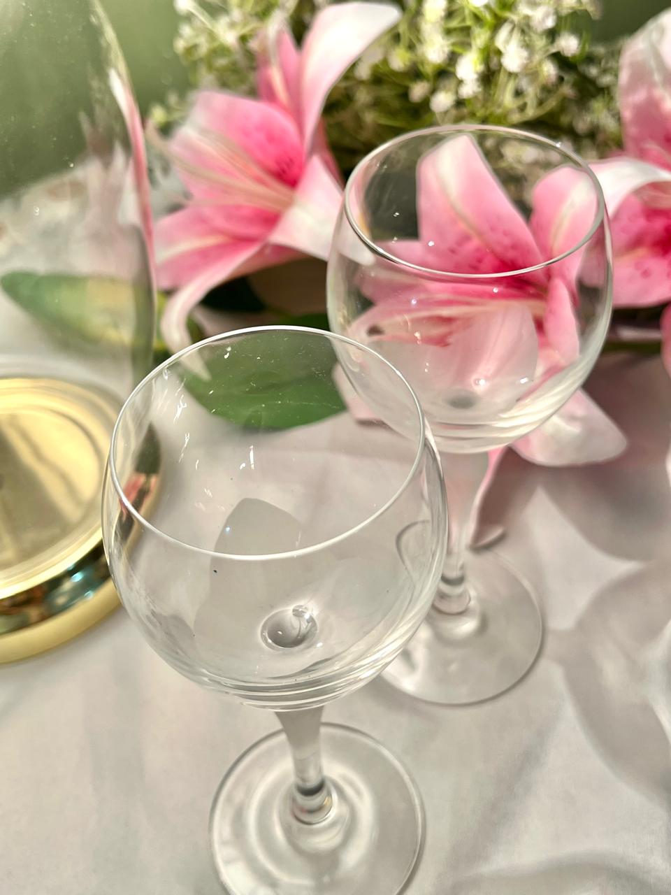 Vintage Frosted Floral Crystal Goblets – 2 Pieces, 7 Inch