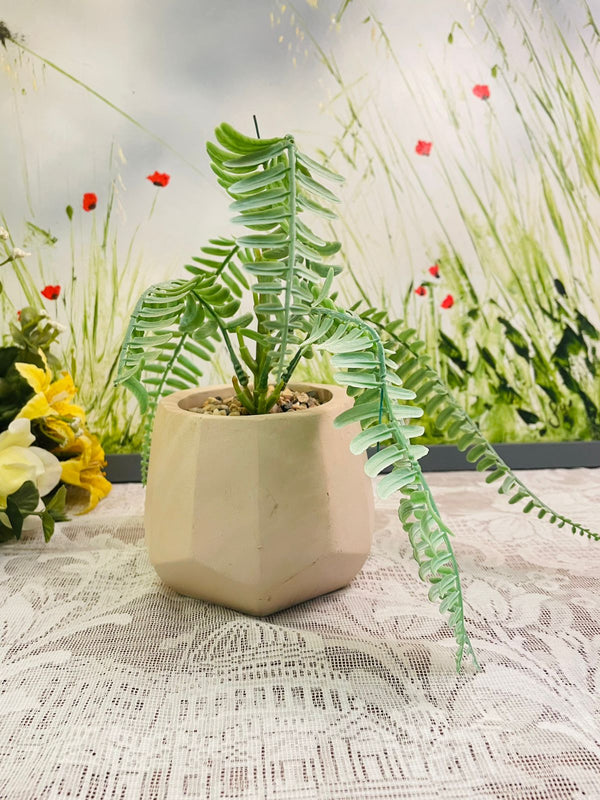Faux Fern Plant in Cream Pot – Cottage Shelf Decor