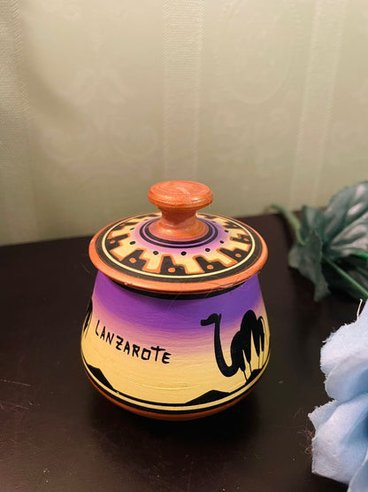 Vintage Lanzarote Camel Ceramic Trinket Pot 3 Inch