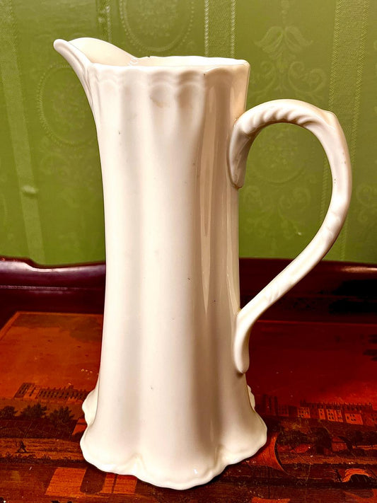 Vintage White Ceramic Tall Vase | 8 Inch Decorative Flower Vase